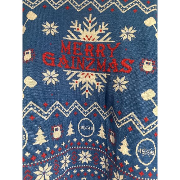Men’s Merry Size M Gainzmas Christmas Sweater Gym Holiday Ugly Funny Lift Style - Picture 2 of 5